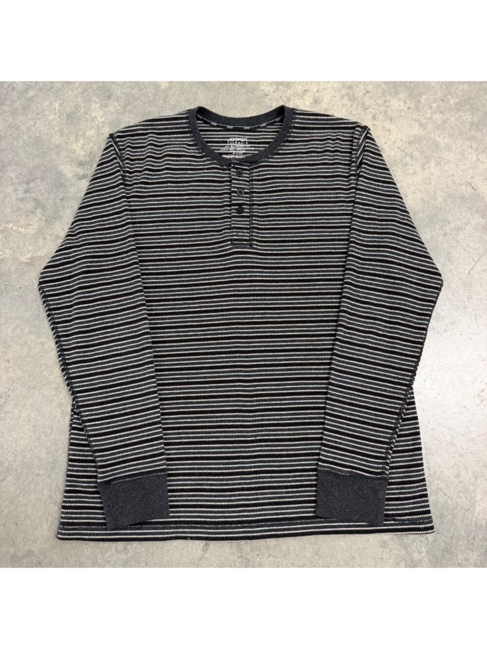 Jockey Striped Waffle Knit Thermal Henley